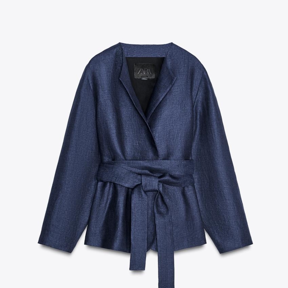 Zara Navy Blue Women's Tie Blazer